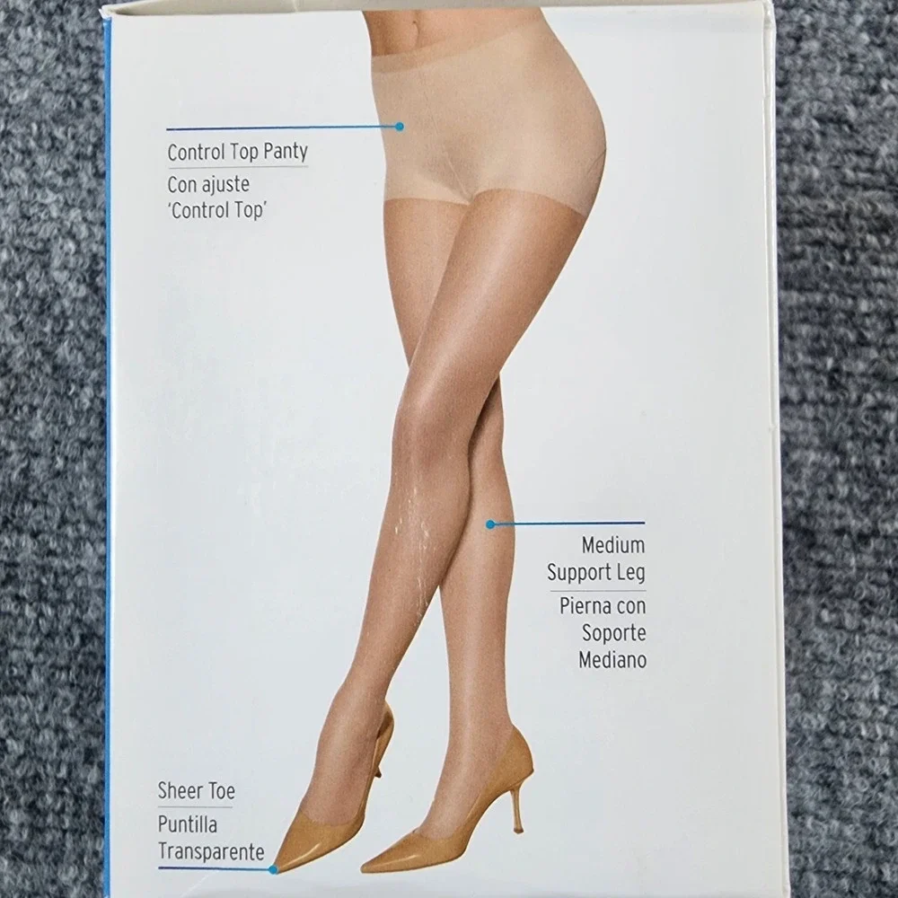 NEW Leggs Sheer Energy Sz Q Pantyhose x2 Suntan Control Top Reinforced Toe 65206